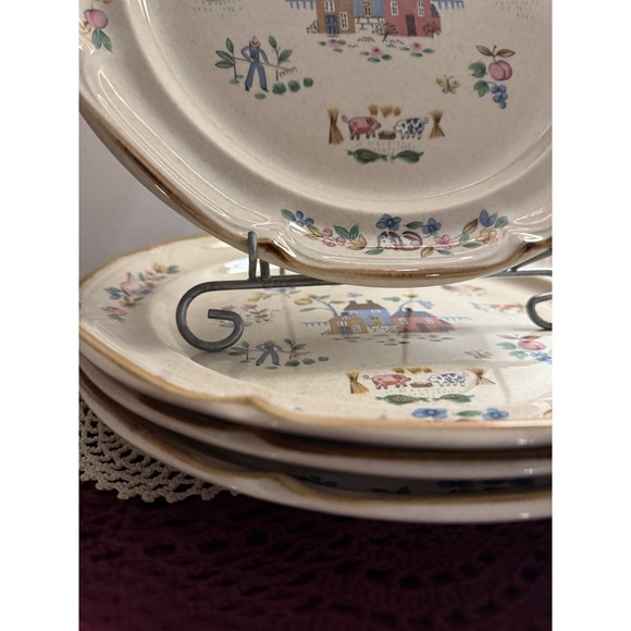 Lot of 4 International Tableworks Heartland 7774 10.5" Round Dinner Plates Vtg - Picture 4 of 6